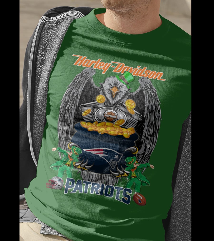 Harley Davidson Nfl New England Patriots 46 St. Patrick's Day T-Shirt