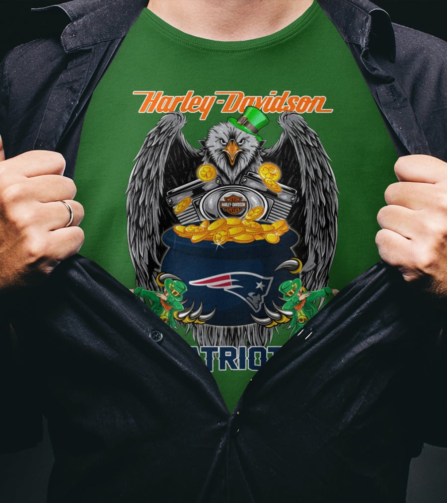Harley Davidson Nfl New England Patriots 46 St. Patrick's Day T-Shirt