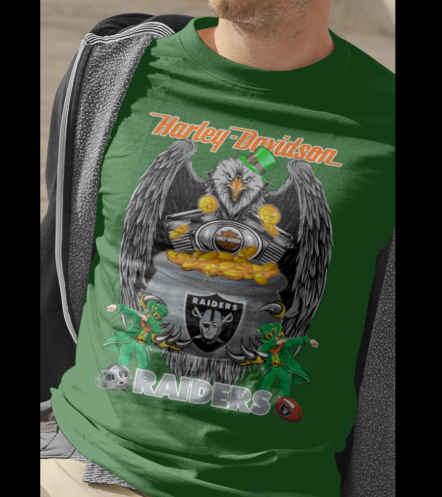Harley Davidson Raiders Nfl Oakland Raiders Eagle Pot Of Gold T-Shirt