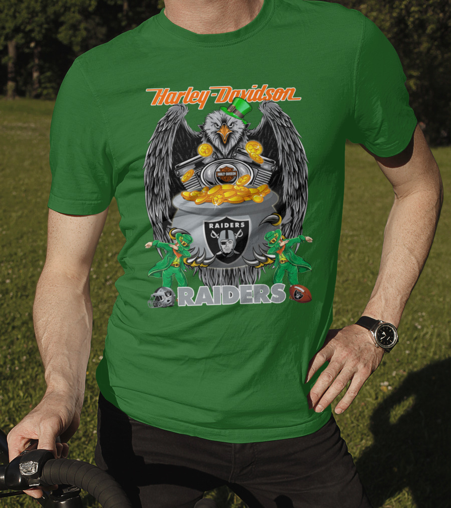 Harley Davidson Raiders Nfl Oakland Raiders Eagle Pot Of Gold T-Shirt