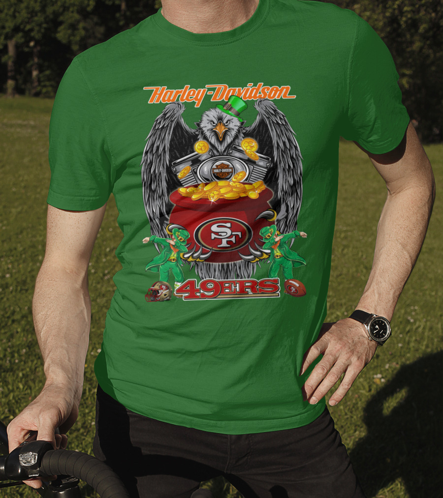 Harley Davidson San Francisco 49ers Nfl 49ers Leprechaun Pot Of Gold T-Shirt