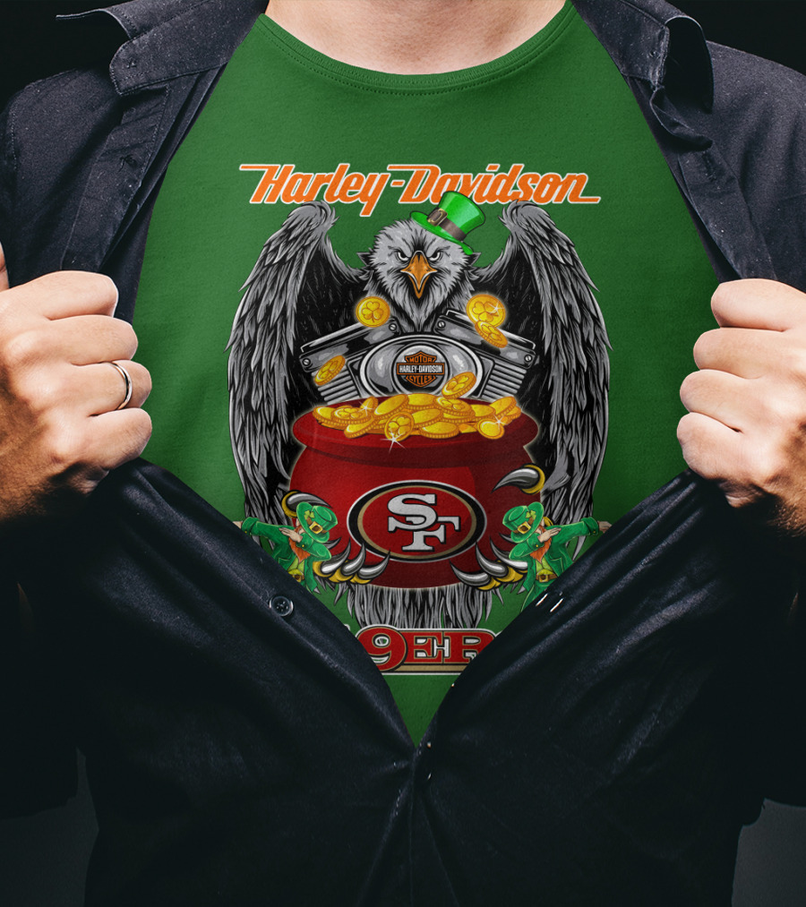 Harley Davidson San Francisco 49ers Nfl 49ers Leprechaun Pot Of Gold T-Shirt