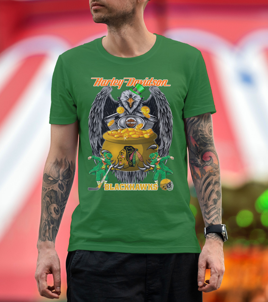 Harley Davidson Nhl Chicago Blackhawks St. Patrick's Day T-Shirt