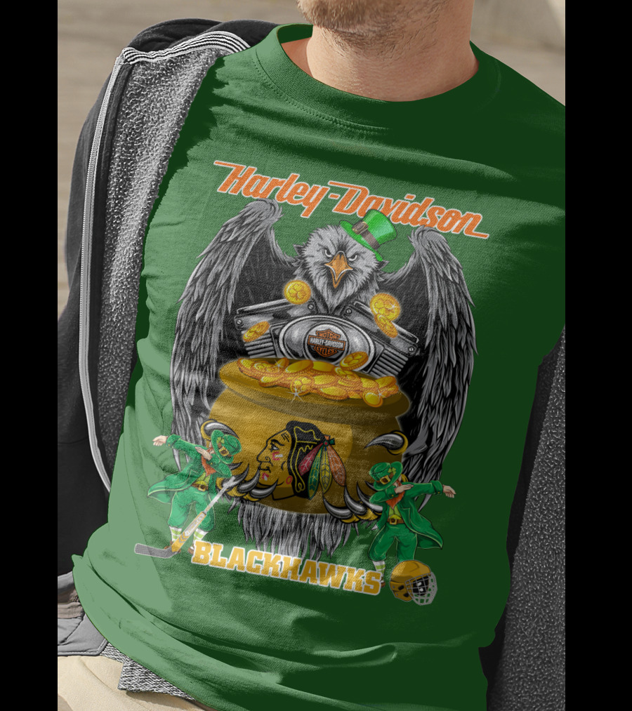 Harley Davidson Nhl Chicago Blackhawks St. Patrick's Day T-Shirt