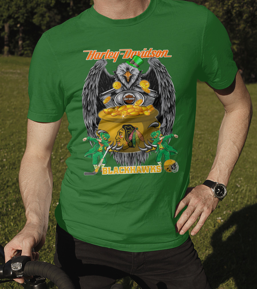 Harley Davidson Nhl Chicago Blackhawks St. Patrick's Day T-Shirt