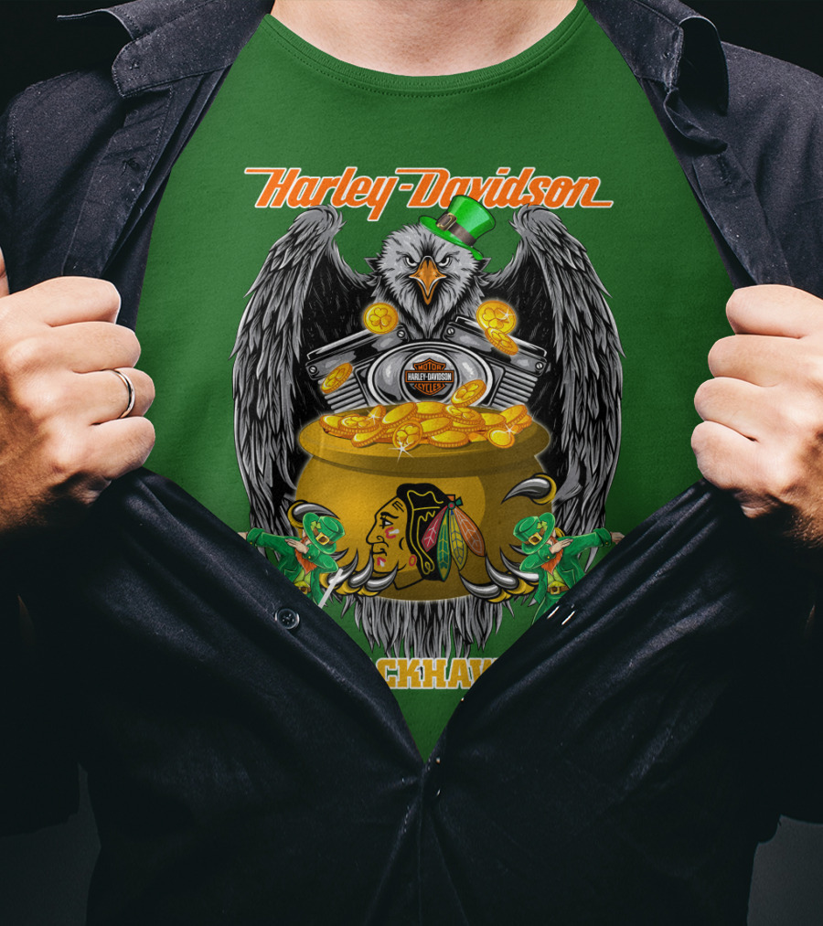 Harley Davidson Nhl Chicago Blackhawks St. Patrick's Day T-Shirt