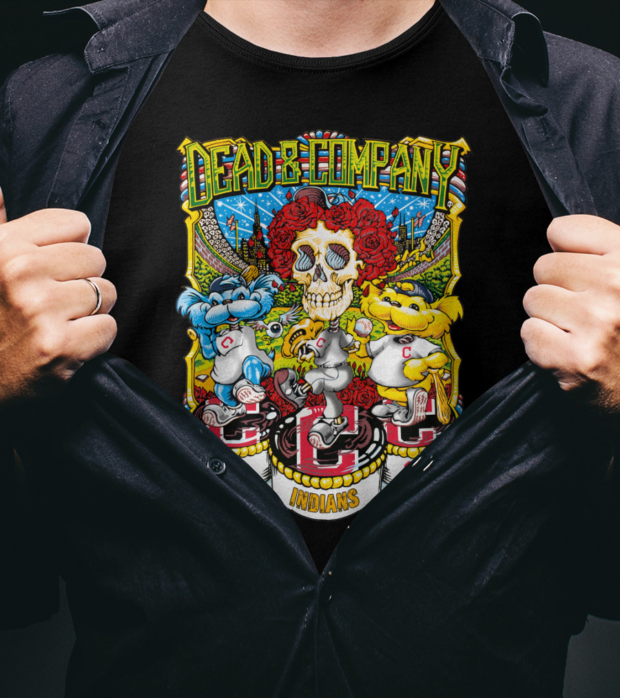 Dead & Company Mlb Cleveland Indians Skulls And Mascots T-Shirt