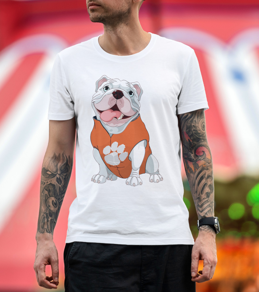 Clemson Tigers Bulldog In Orange Paw T-Shirt