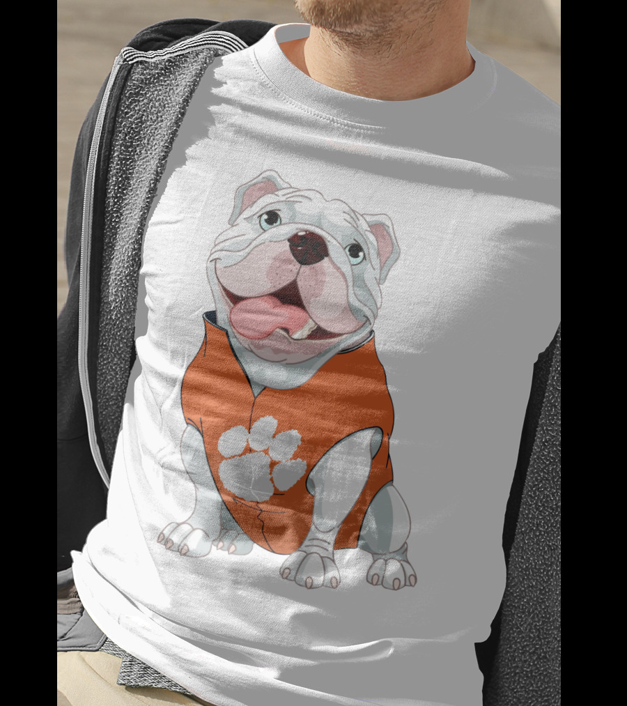 Clemson Tigers Bulldog In Orange Paw T-Shirt