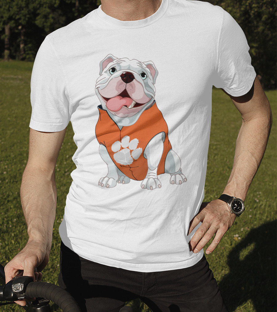 Clemson Tigers Bulldog In Orange Paw T-Shirt