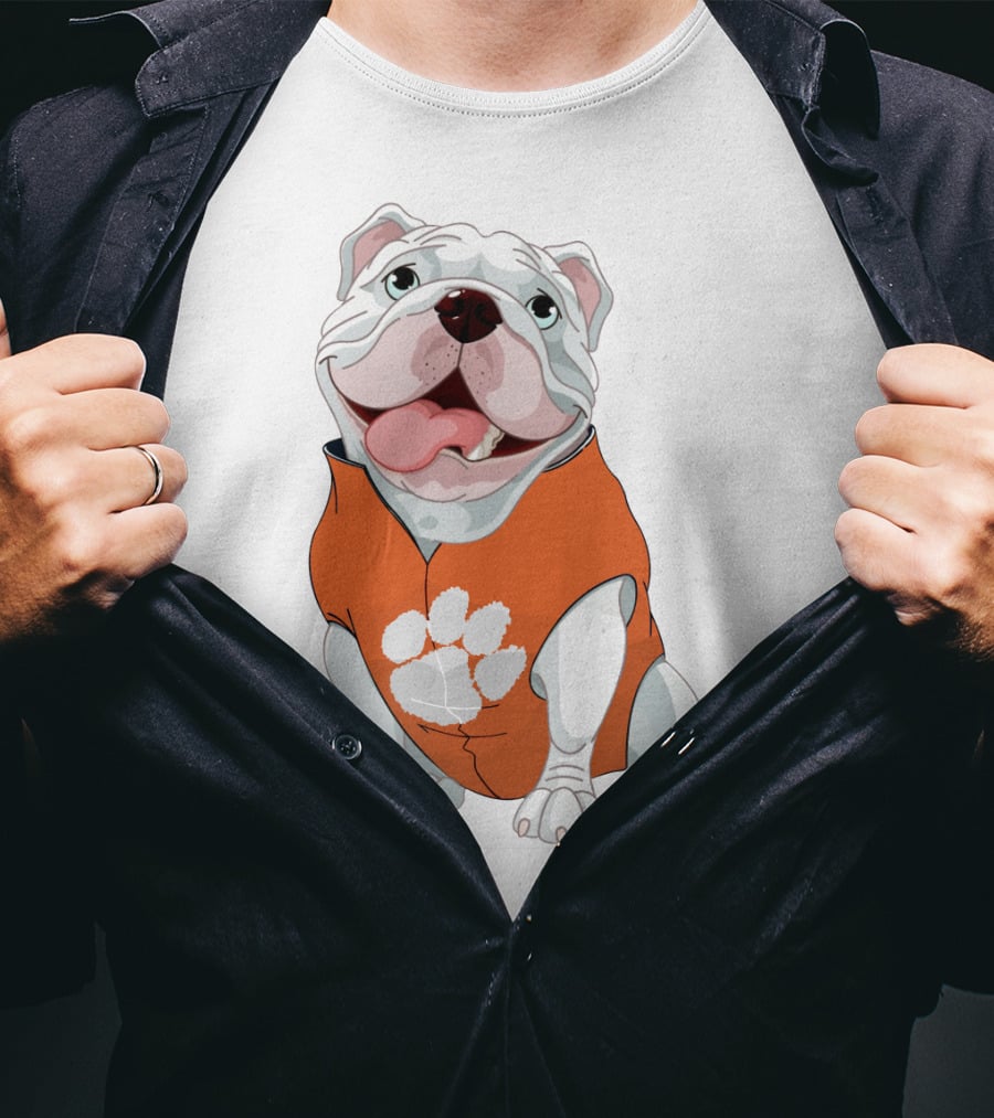 Clemson Tigers Bulldog In Orange Paw T-Shirt