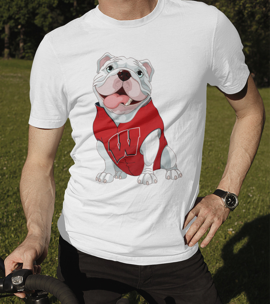 Wisconsin Badgers Bulldog In Red Sweater With W T-Shirt
