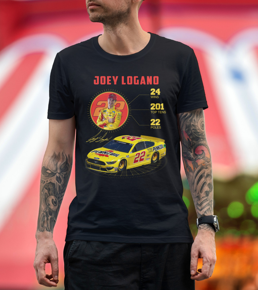 Joey Logano 22 Pennzoil Racing Stats 24 Wins 201 Top Tens 22 Poles T-Shirt