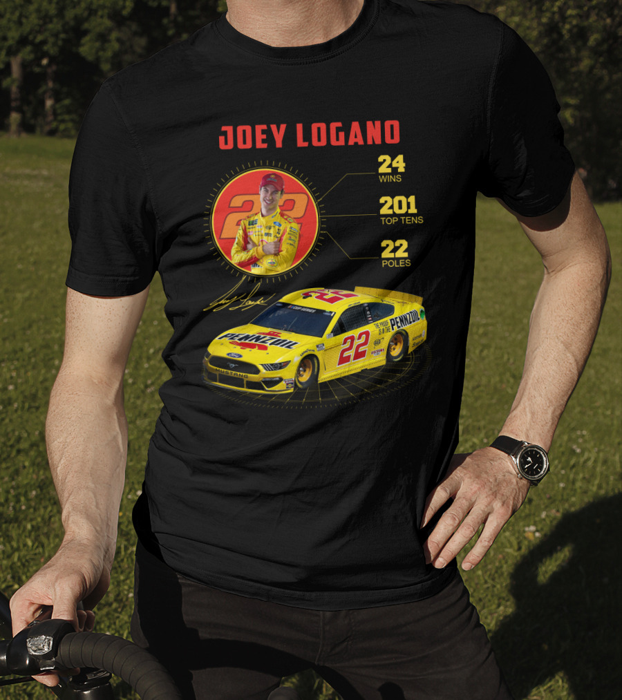Joey Logano 22 Pennzoil Racing Stats 24 Wins 201 Top Tens 22 Poles T-Shirt