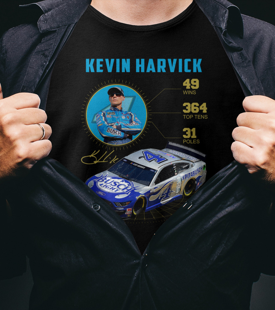 Kevin Harvick Nascar Busch Light 49 Wins 364 Top Tens 31 Poles T-Shirt