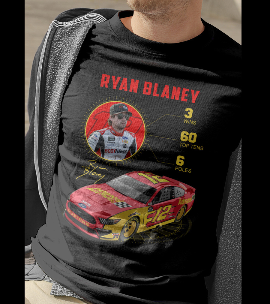 Ryan Blaney 3 Wins 60 Top Tens 6 Poles Mustang T-Shirt
