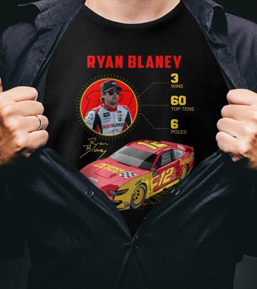 Ryan Blaney 3 Wins 60 Top Tens 6 Poles Mustang T-Shirt