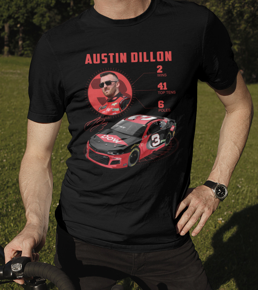 Austin Dillon Nascar Profile 2 Wins 41 Top Tens 6 Poles T-Shirt