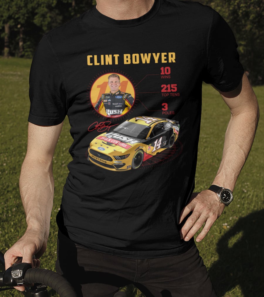 Clint Bowyer 14 Ford Mustang Racing Stats 10 Wins 215 Top Tens 3 Poles T-Shirt