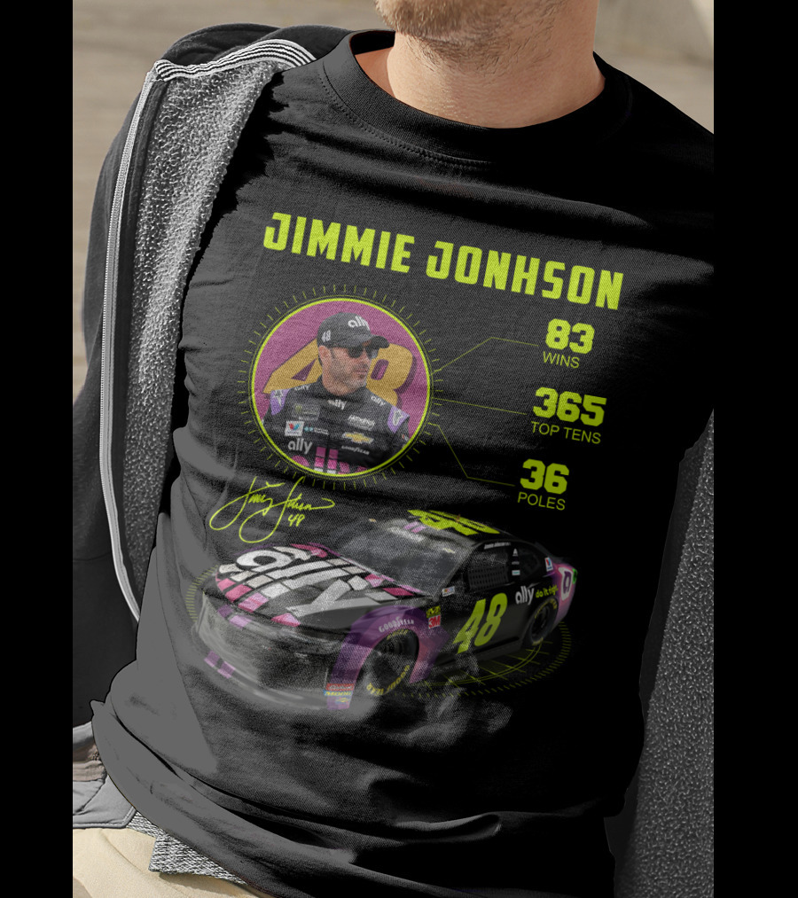 Jimmie Johnson 83 Wins 365 Top Tens 36 Poles Ally Racing Car 48 T-Shirt