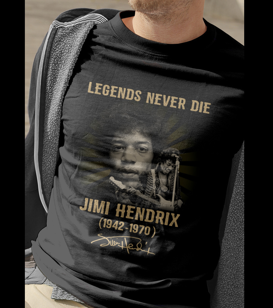 Jimi Hendrix 1942-1970 Legends Never Die Signature T-Shirt