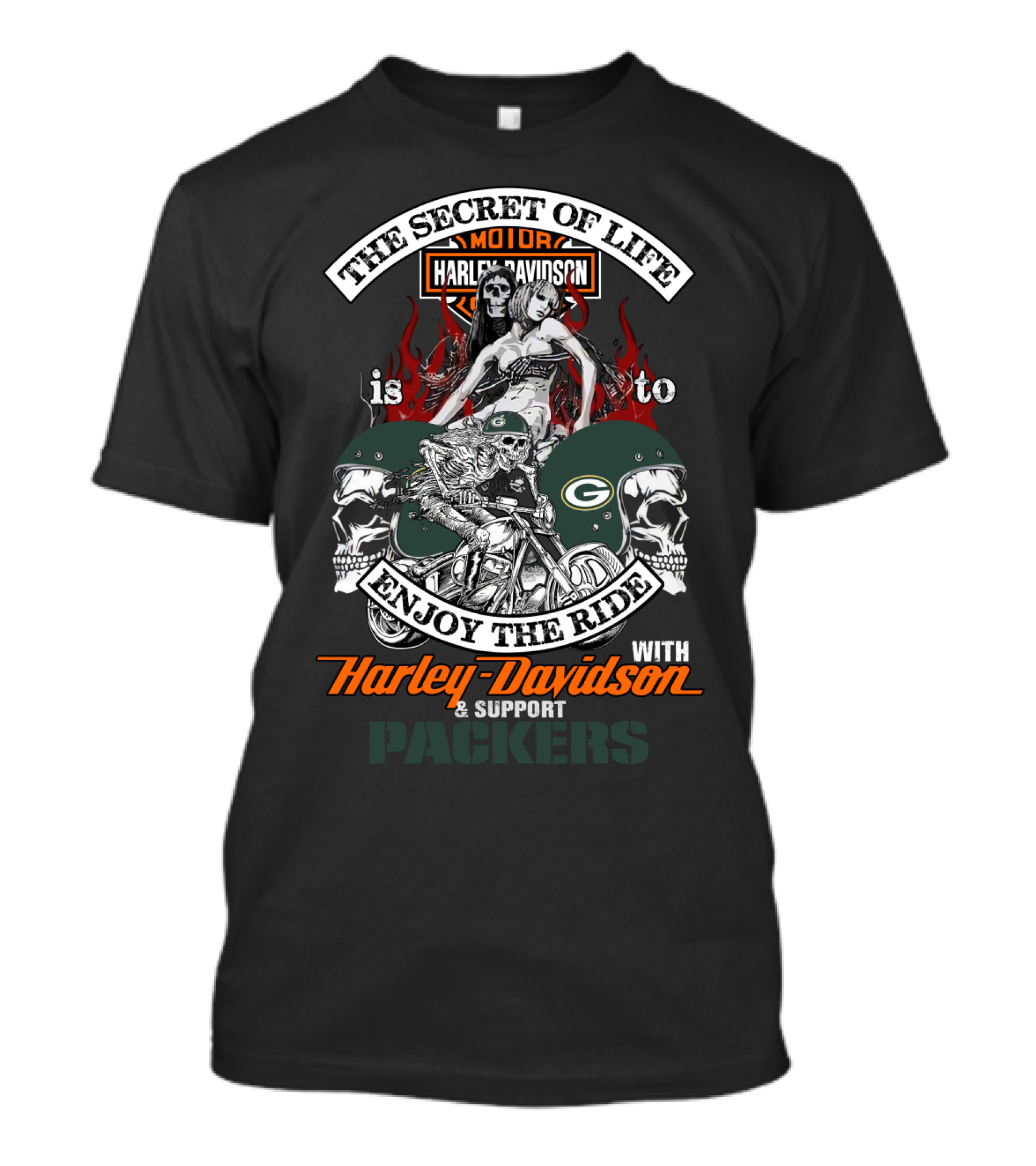 The Secret Of Life Harley Davidson Enjoy The Ride Support Packers T-Shirt