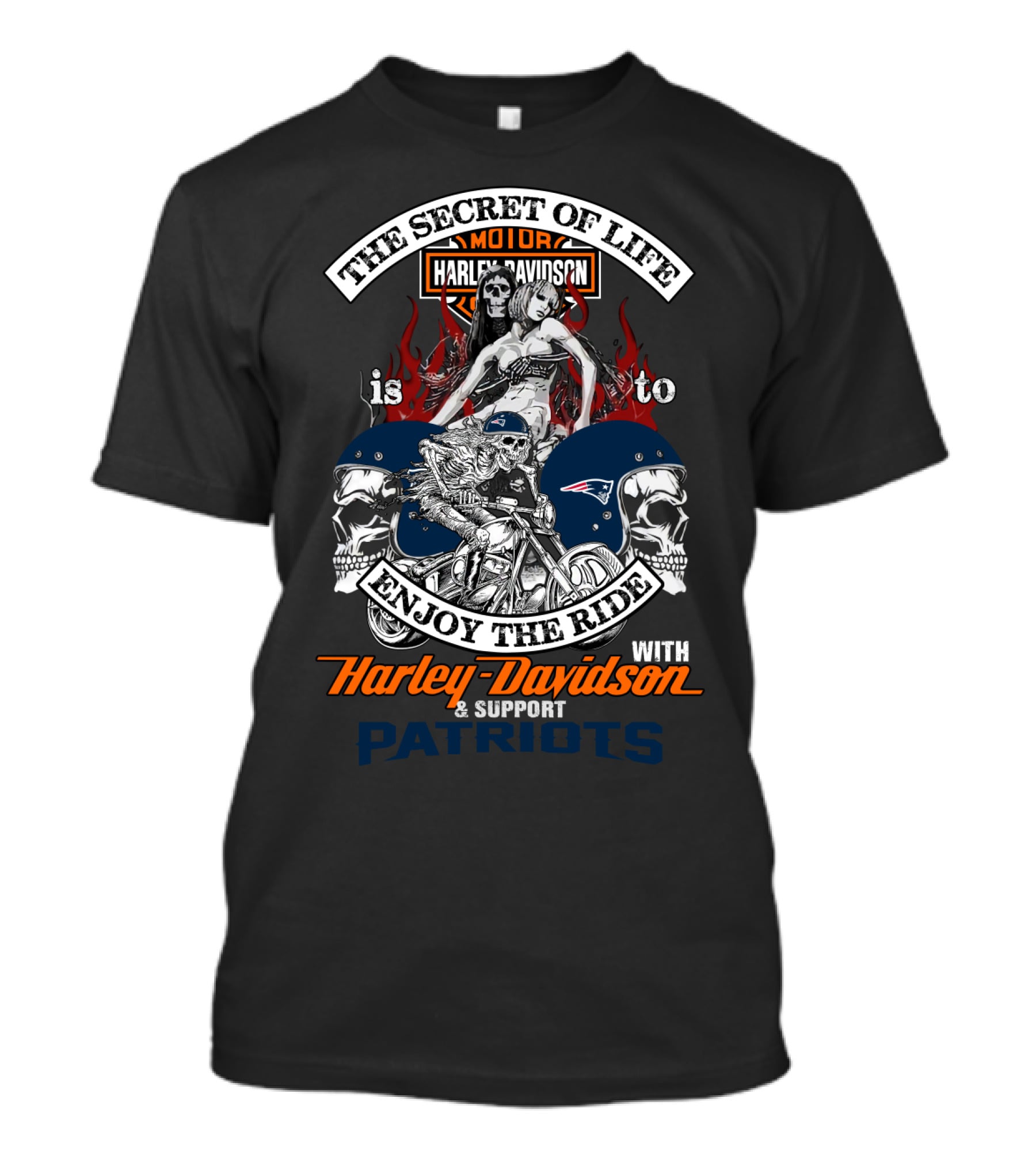 The Secret Of Life Is To Enjoy The Ride With Harley Davidson & Support Patriots T-Shirt