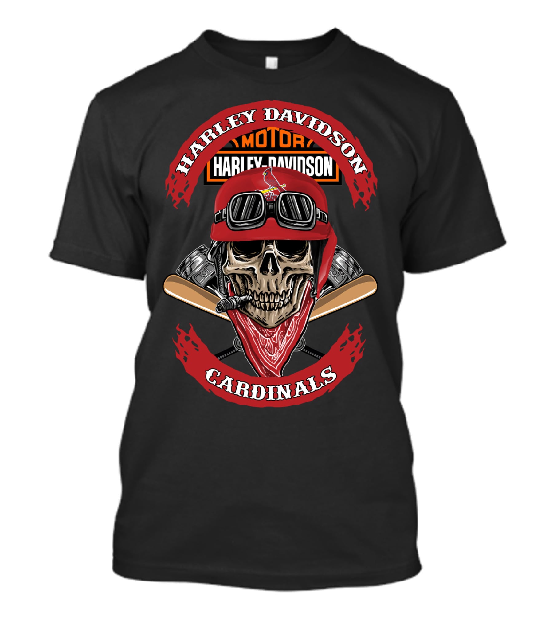 Harley Davidson Cardinals Motor Skull T-Shirt