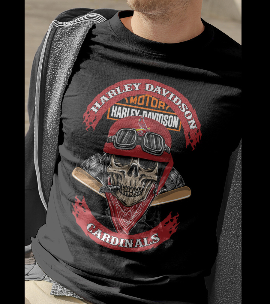 Harley Davidson Cardinals Motor Skull T-Shirt