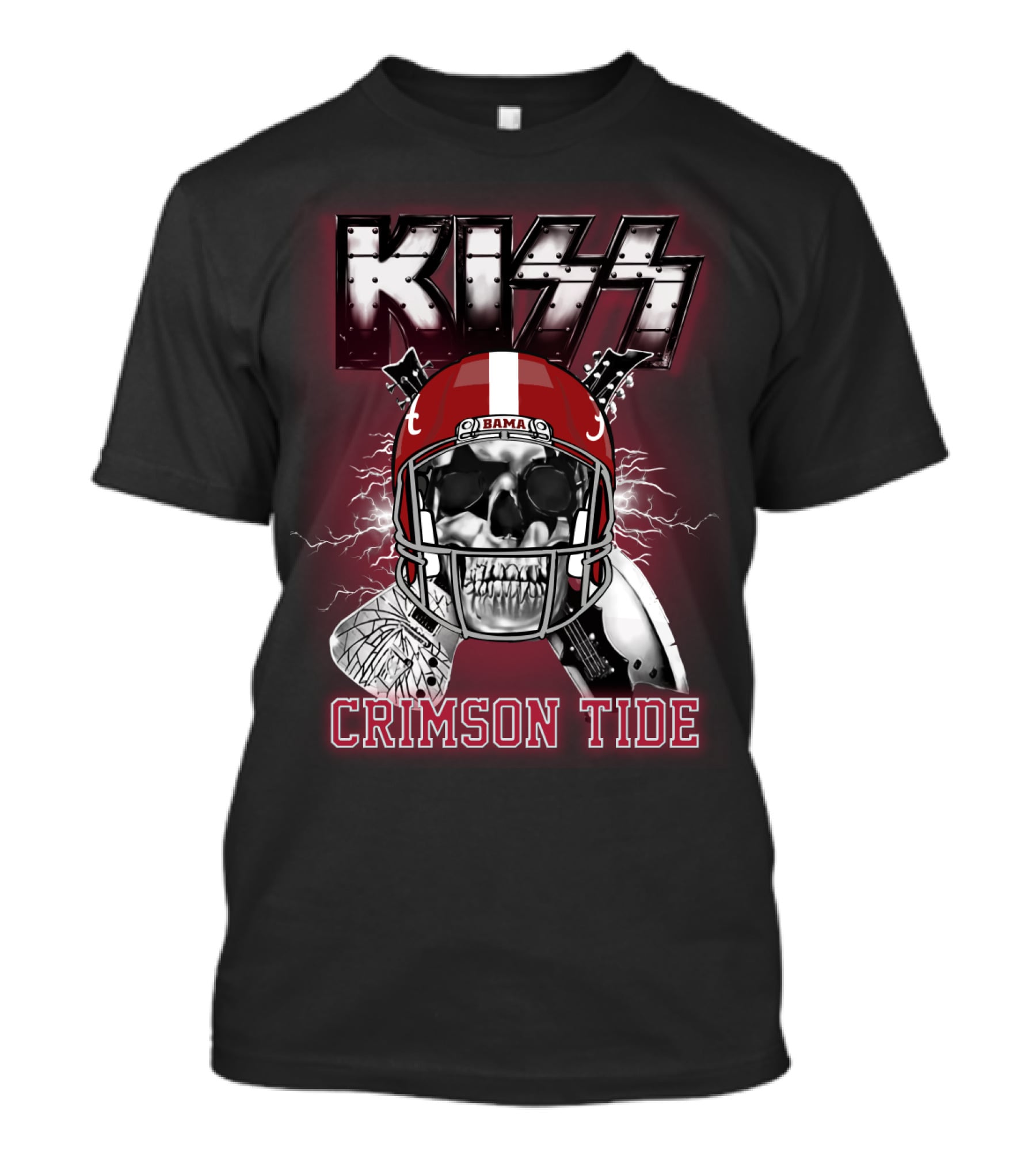 Kiss Bama Crimson Tide Football Skull Helmet T-Shirt