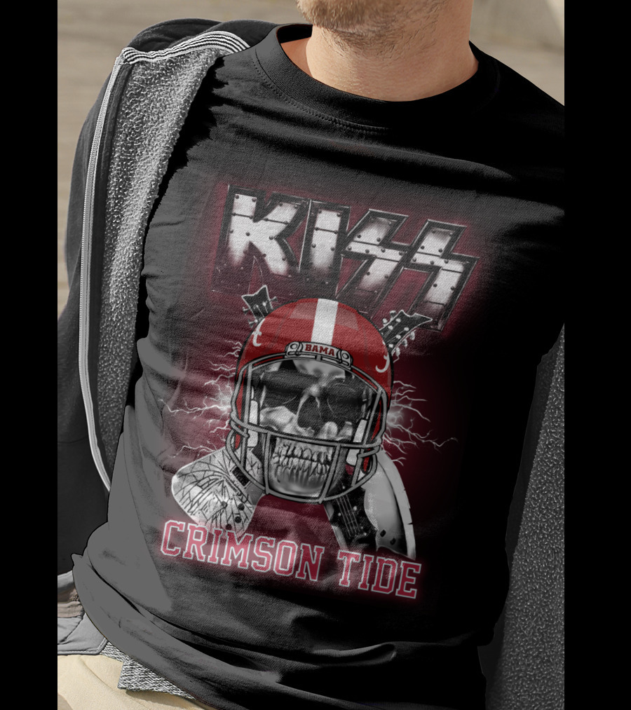 Kiss Bama Crimson Tide Football Skull Helmet T-Shirt