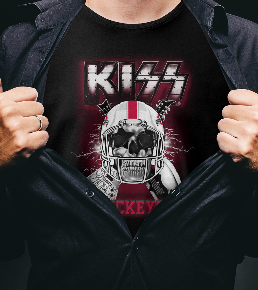 Kiss Buckeyes Football Skull Helmet Ncaa Osb 95 T-Shirt