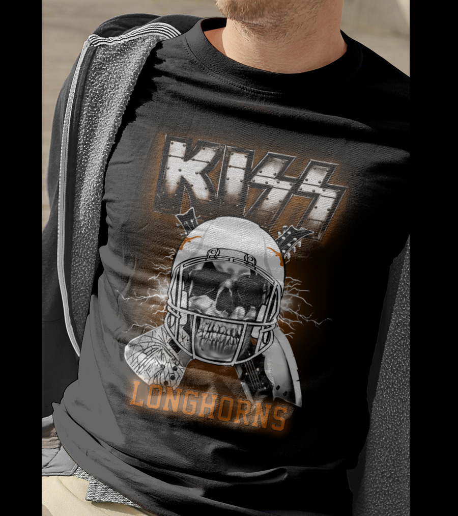 Kiss Longhorns Skull Helmet Ncaa Football T-Shirt