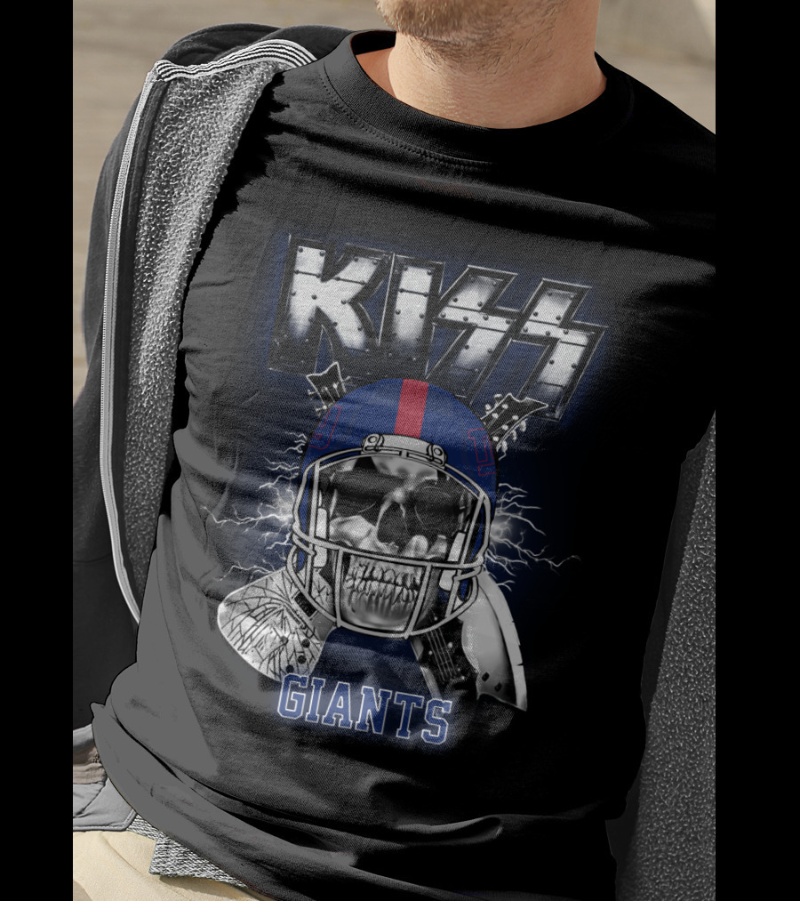 Kiss Giants Skull Helmet Nyg 95 Lightning T-Shirt