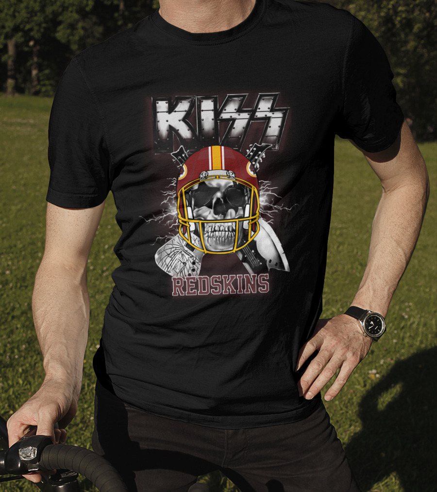 Kiss Redskins Skull Helmet T-Shirt