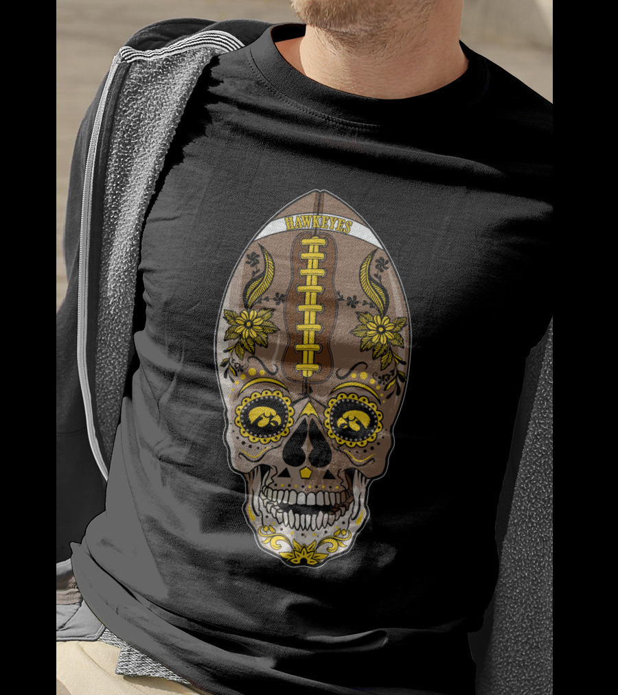 Hawkeyes Football Sugar Skull T-Shirt