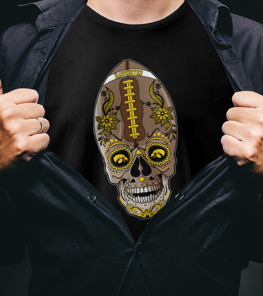 Hawkeyes Football Sugar Skull T-Shirt
