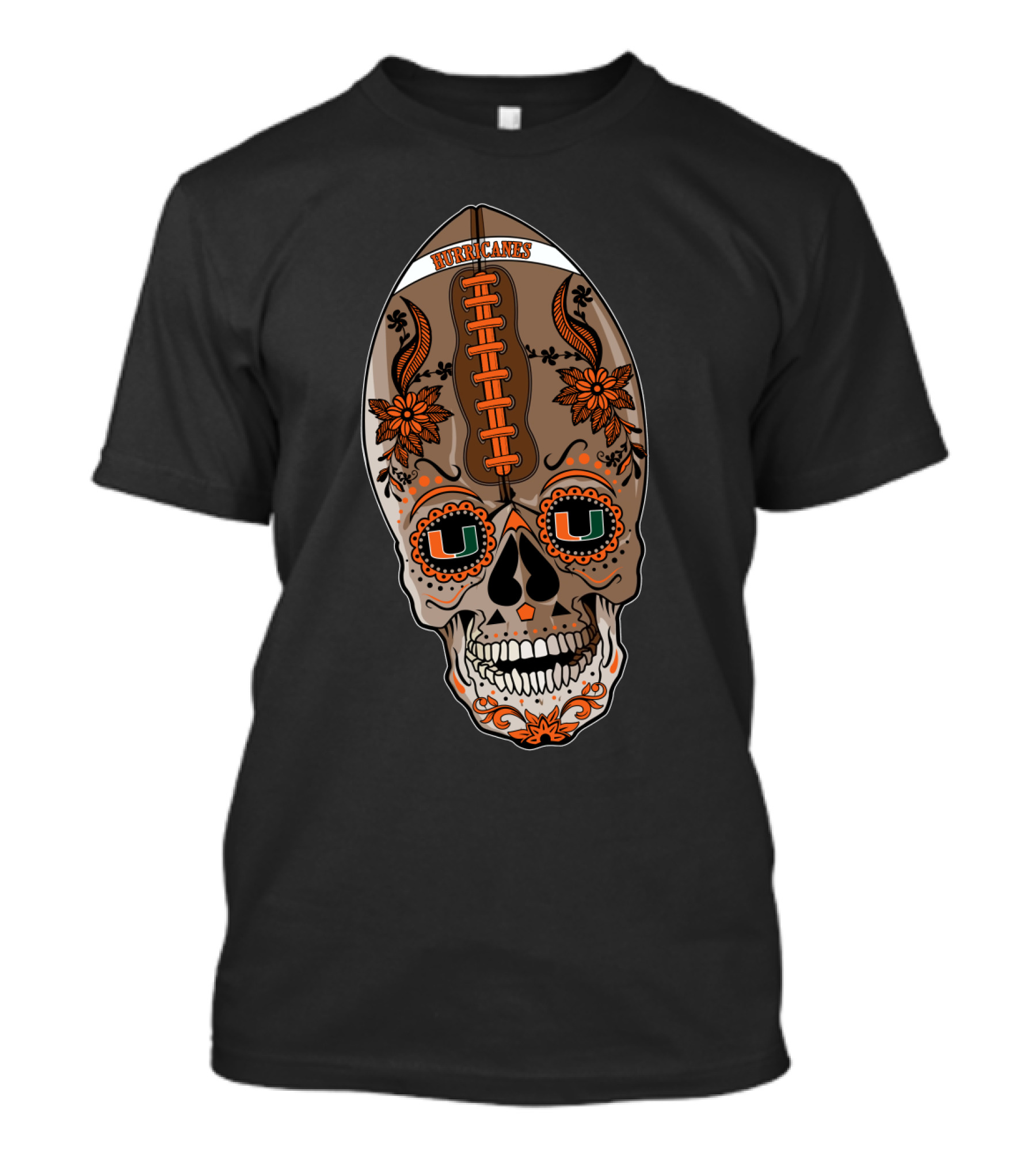 Hurricanes U Sugar Skull Football T-Shirt