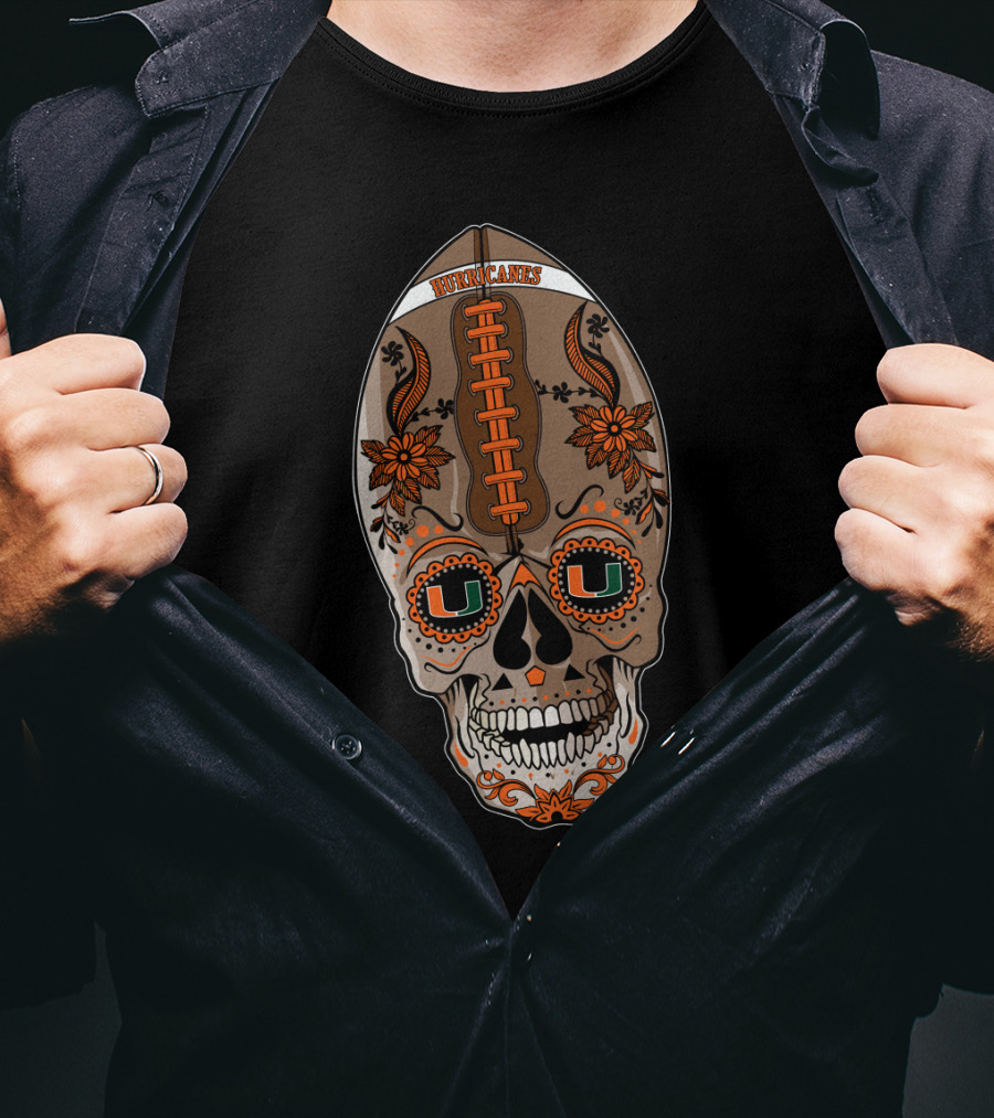 Hurricanes U Sugar Skull Football T-Shirt