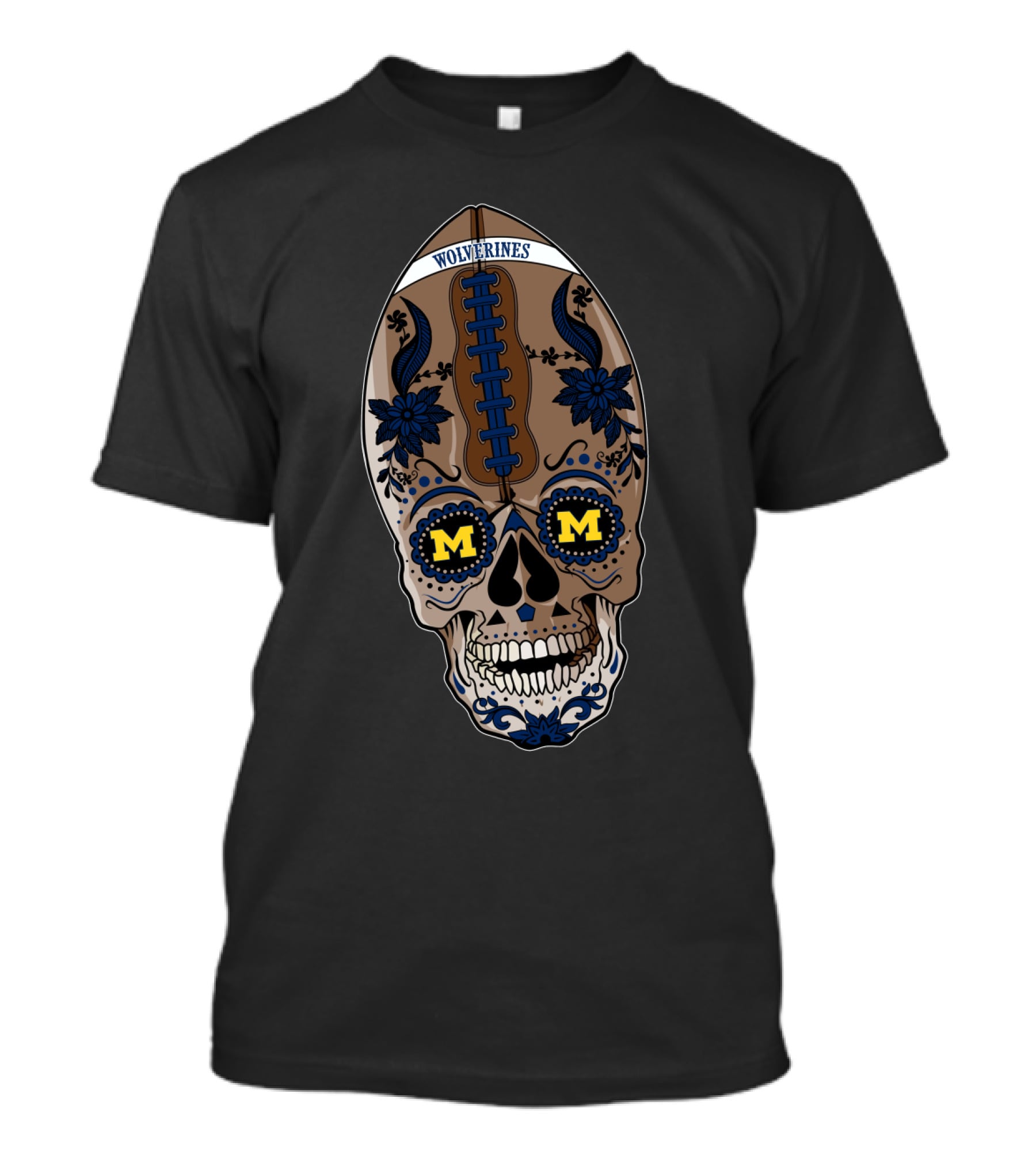Wolverines Skull Football Design M M T-Shirt