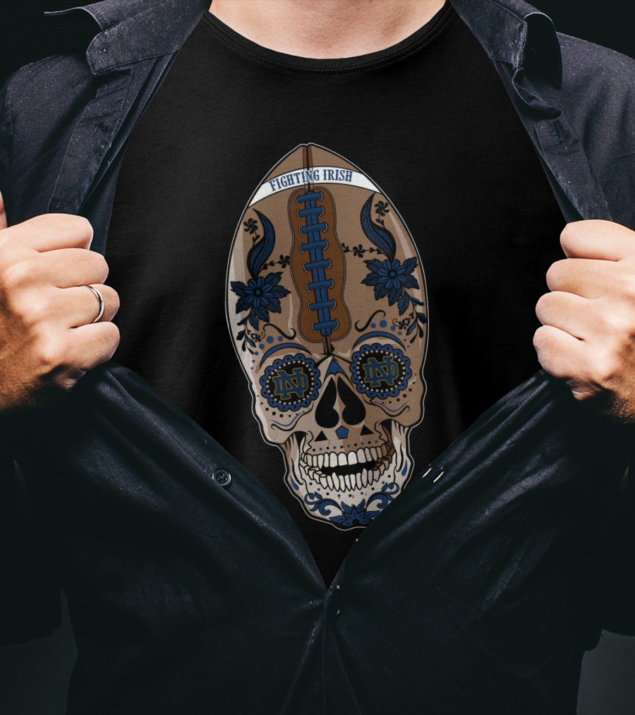 Ndfi Fighting Irish Skull Football T-Shirt