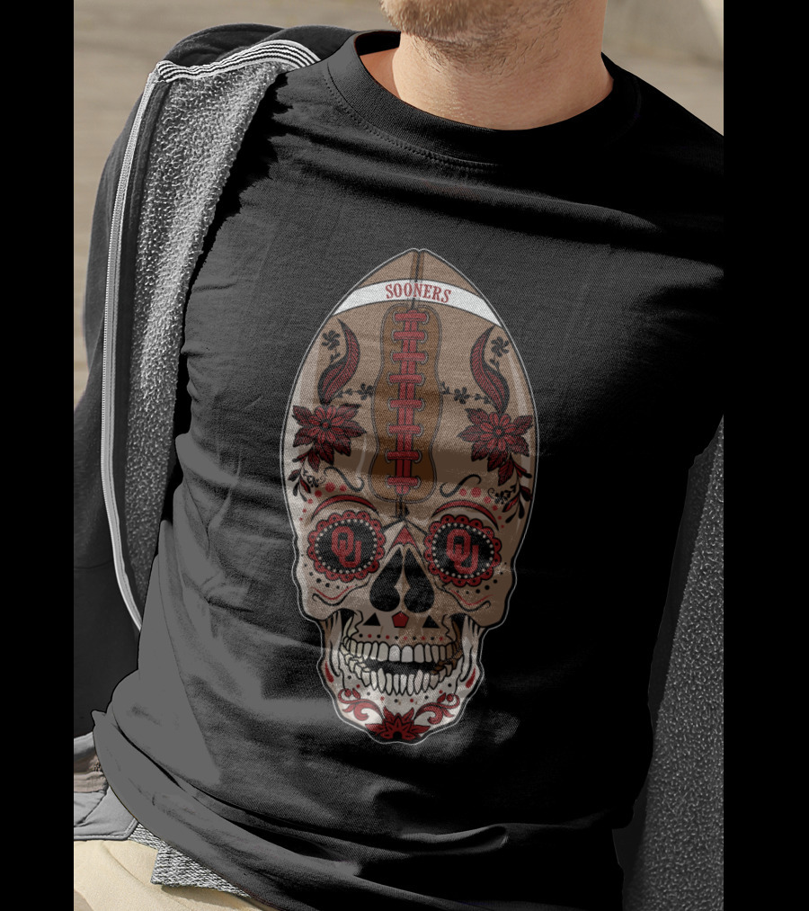 Sooners Ou Skull Football T-Shirt
