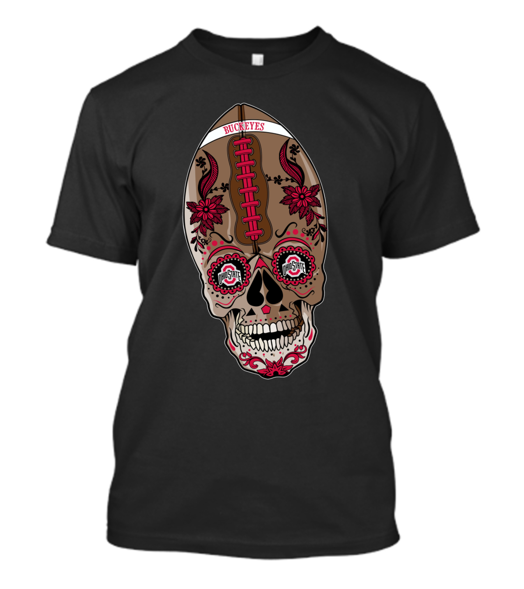 Buckeyes 97 Ohio State Skull Football Art T-Shirt