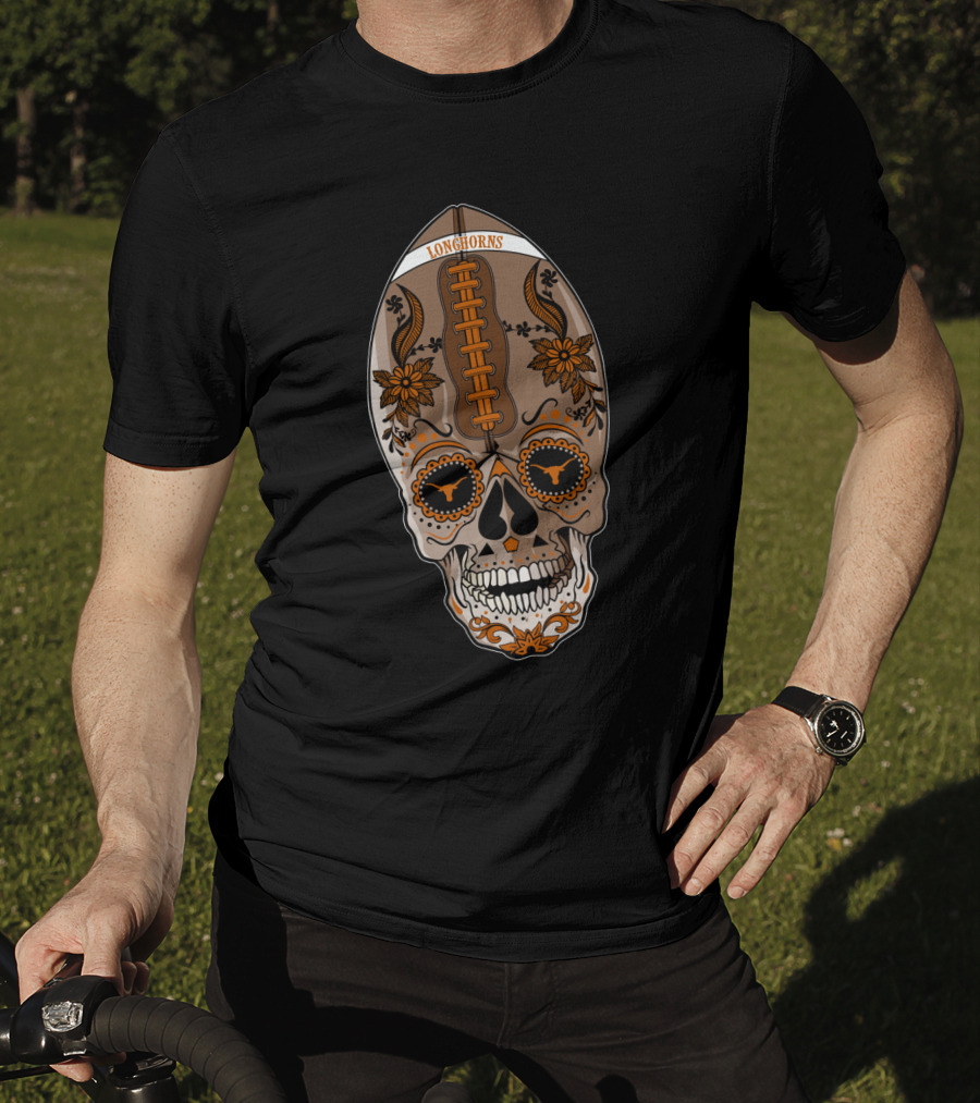 Longhorns Sugar Skull Football Floral T-Shirt