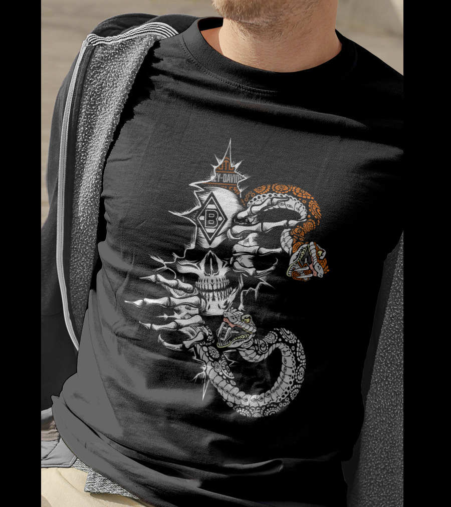 Bm Skull With Snakes And Y-David B Symbol T-Shirt
