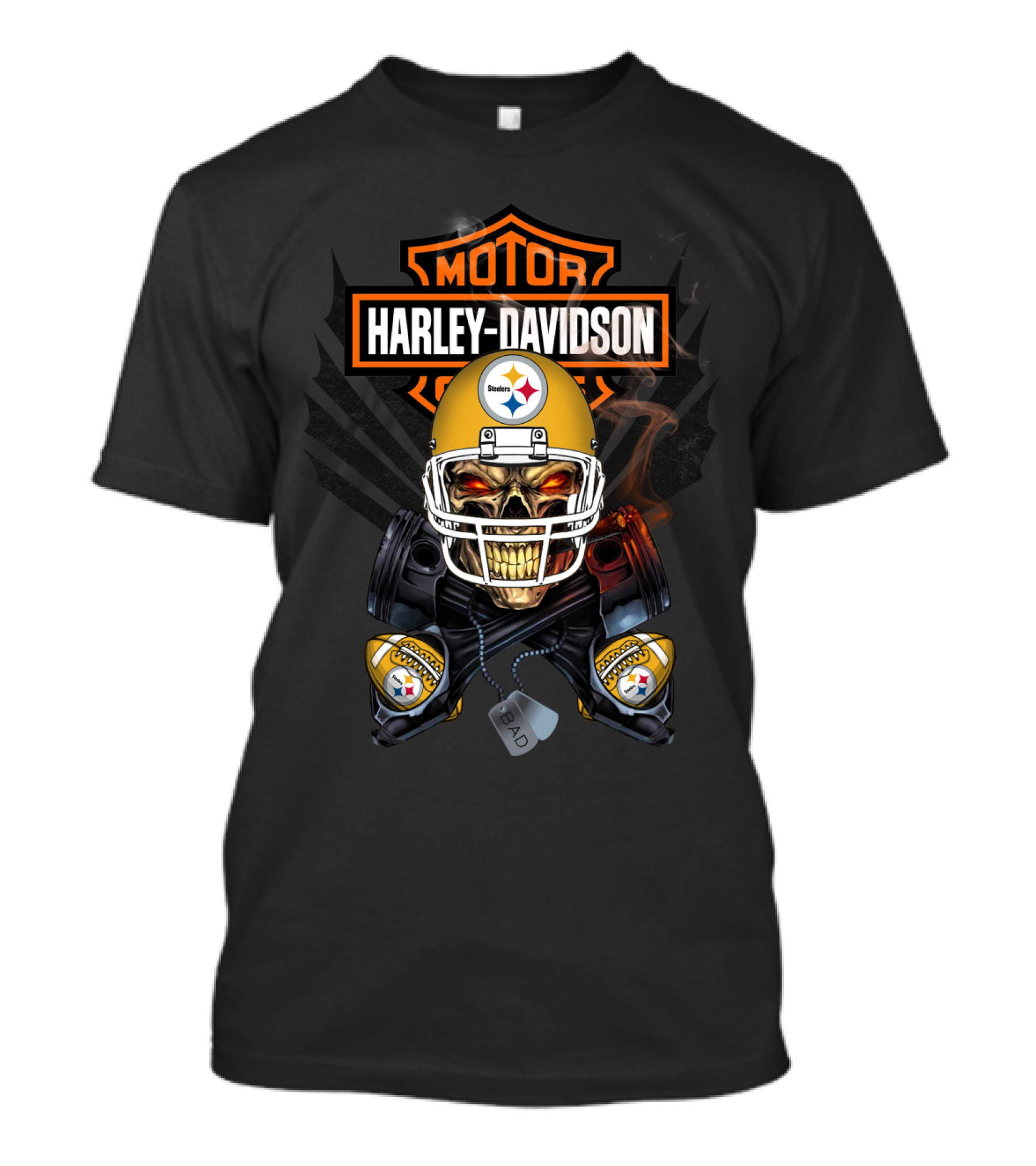 Harley Davidson Steelers Skull Helmet Nfl T-Shirt