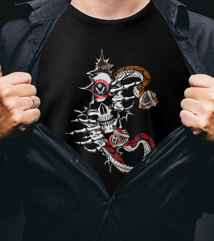 Harley Davidson J&D United Mc 1956 Skull And Serpents T-Shirt