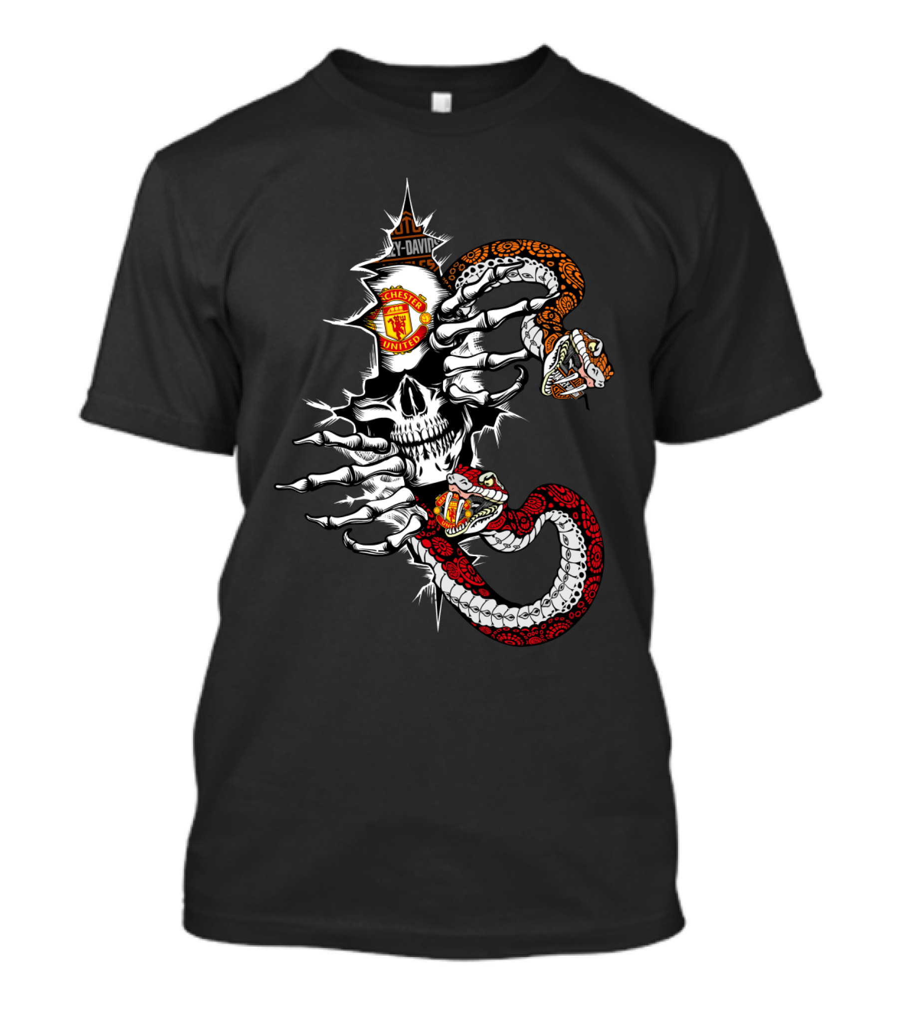 Manchester United Skull And Snake Design Tvla New Nha 107 Mu T-Shirt