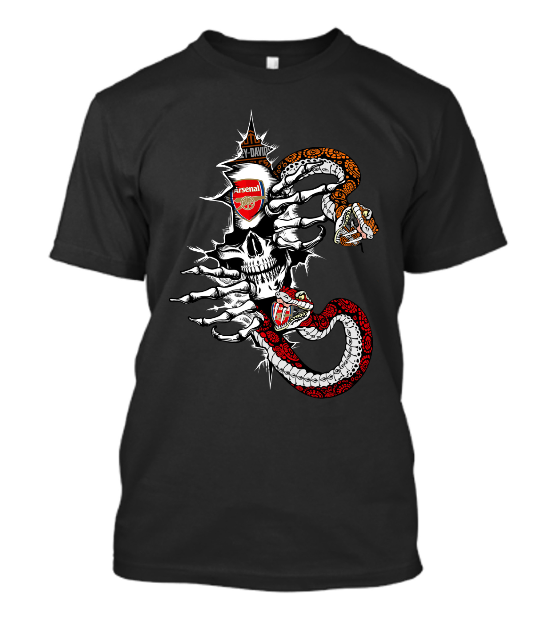 Arsenal Harley Davidson Skull And Serpents T-Shirt