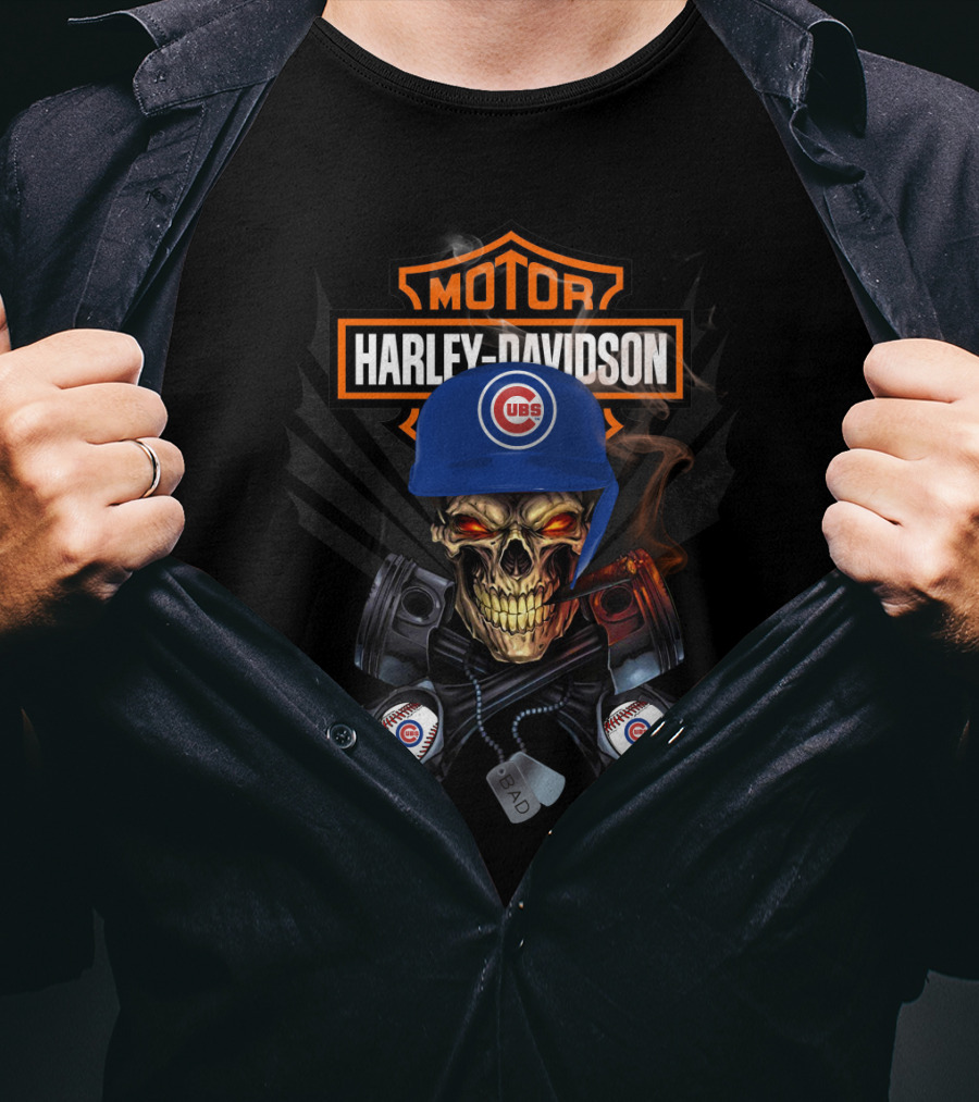 Motor Harley Davidson Cubs Skull Helmet Pistons T-Shirt